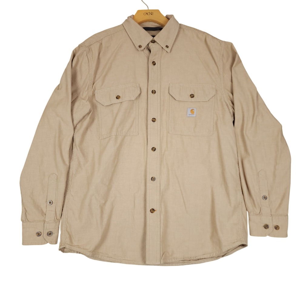 Carhartt Long Sleeve Button‎ Down Shirt Men's Medium Loose Fit Cotton Workwear